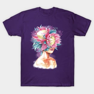 Pretty young girl with protea in hair. T-Shirt